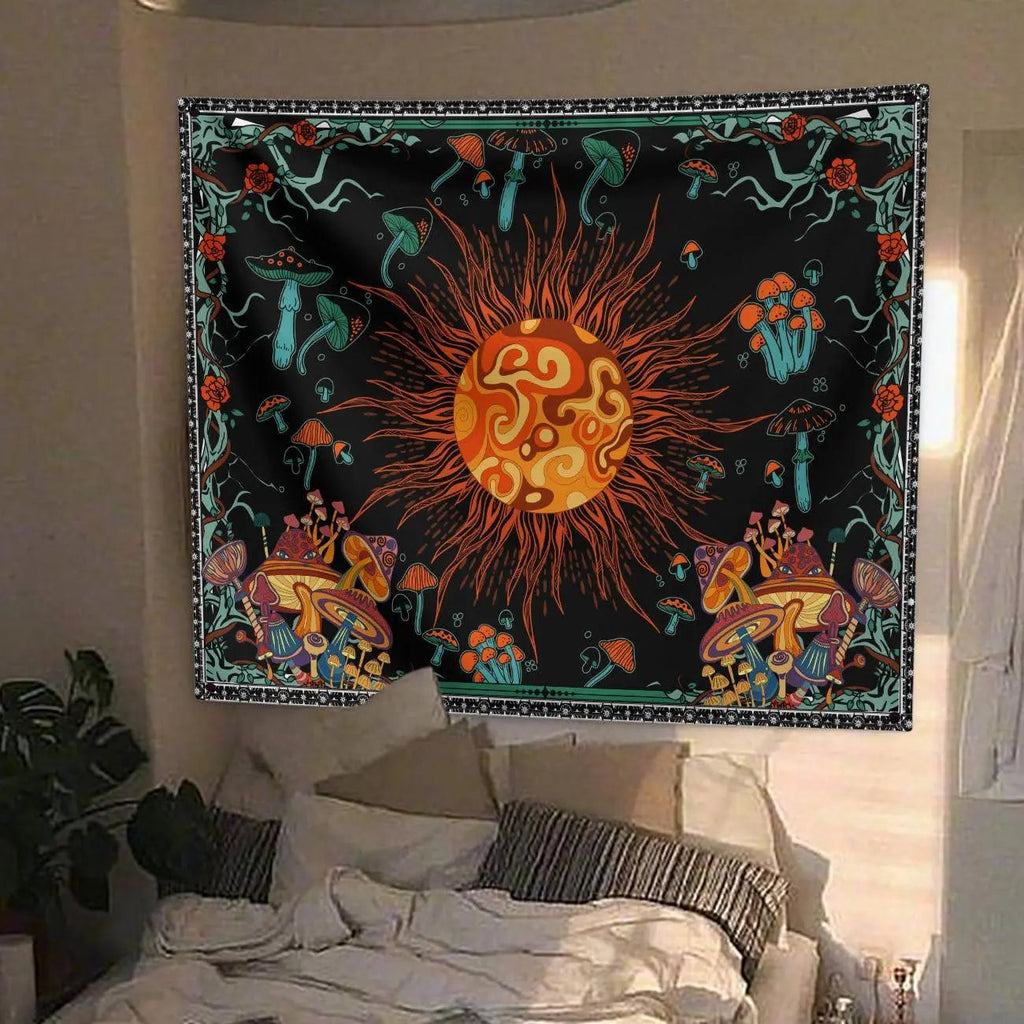 Embroidered Star And Moon Boho Wall Tapestry