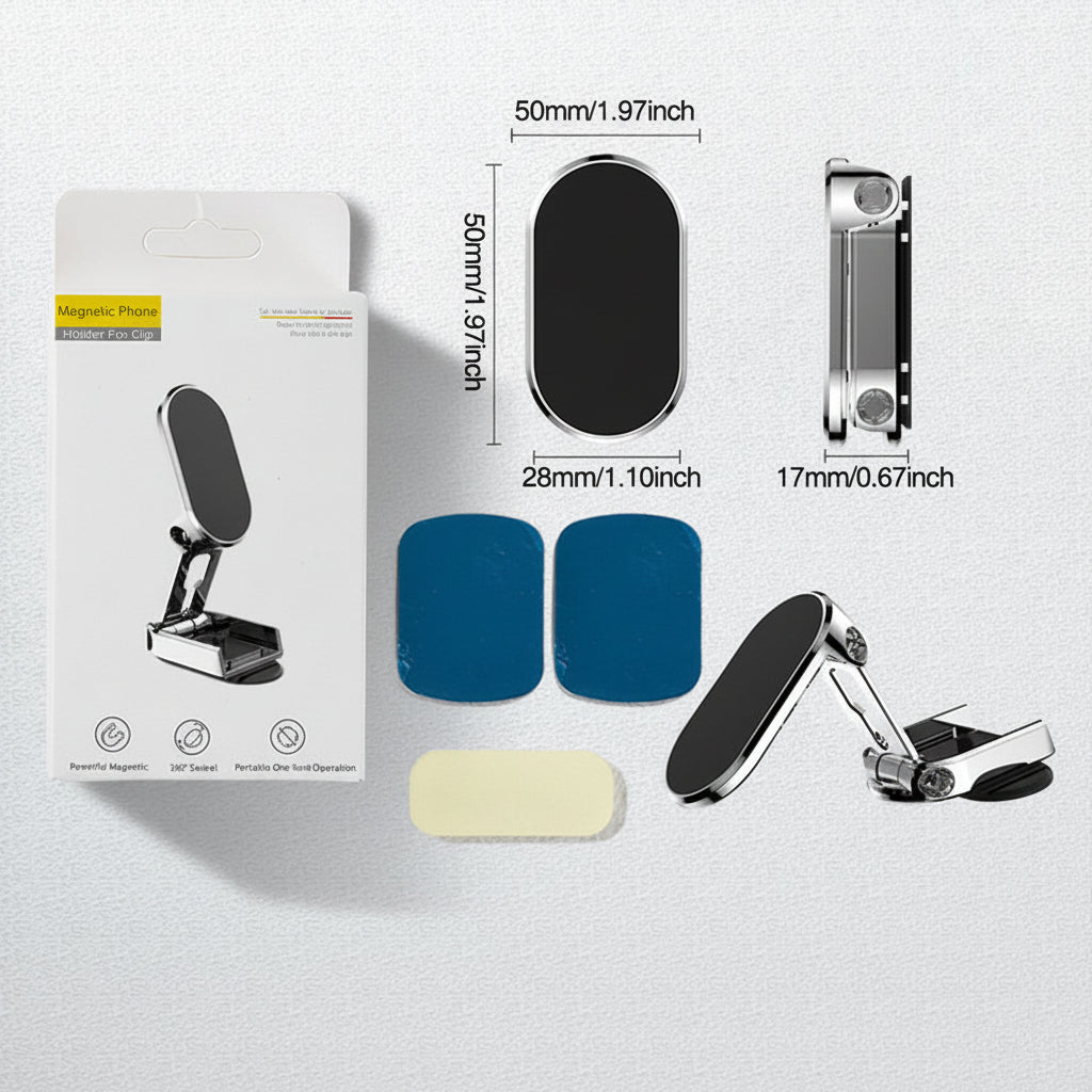 Car Phone Mount Magnetic Dashboard Foldable Alloy Holder | Meowbutter
