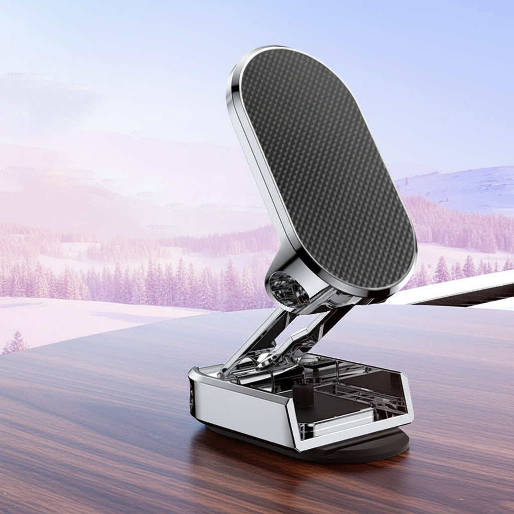 Car Phone Mount Magnetic Dashboard Foldable Alloy Holder | Meowbutter