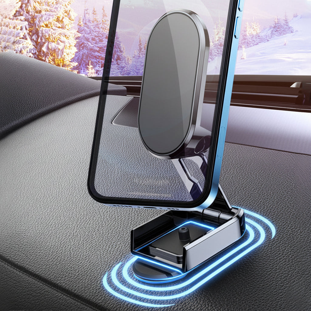 Car Phone Mount Magnetic Dashboard Foldable Alloy Holder | Meowbutter