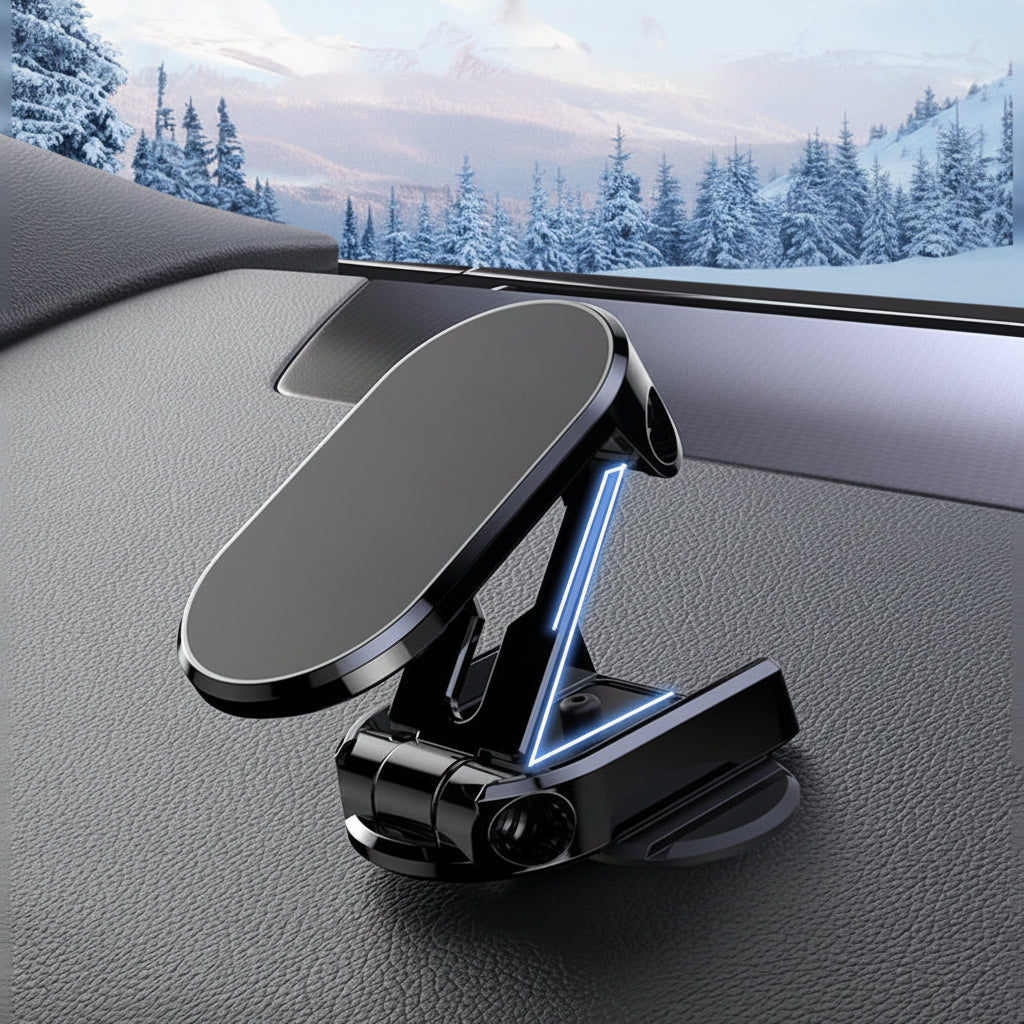 Car Phone Mount Magnetic Dashboard Foldable Alloy Holder | Meowbutter