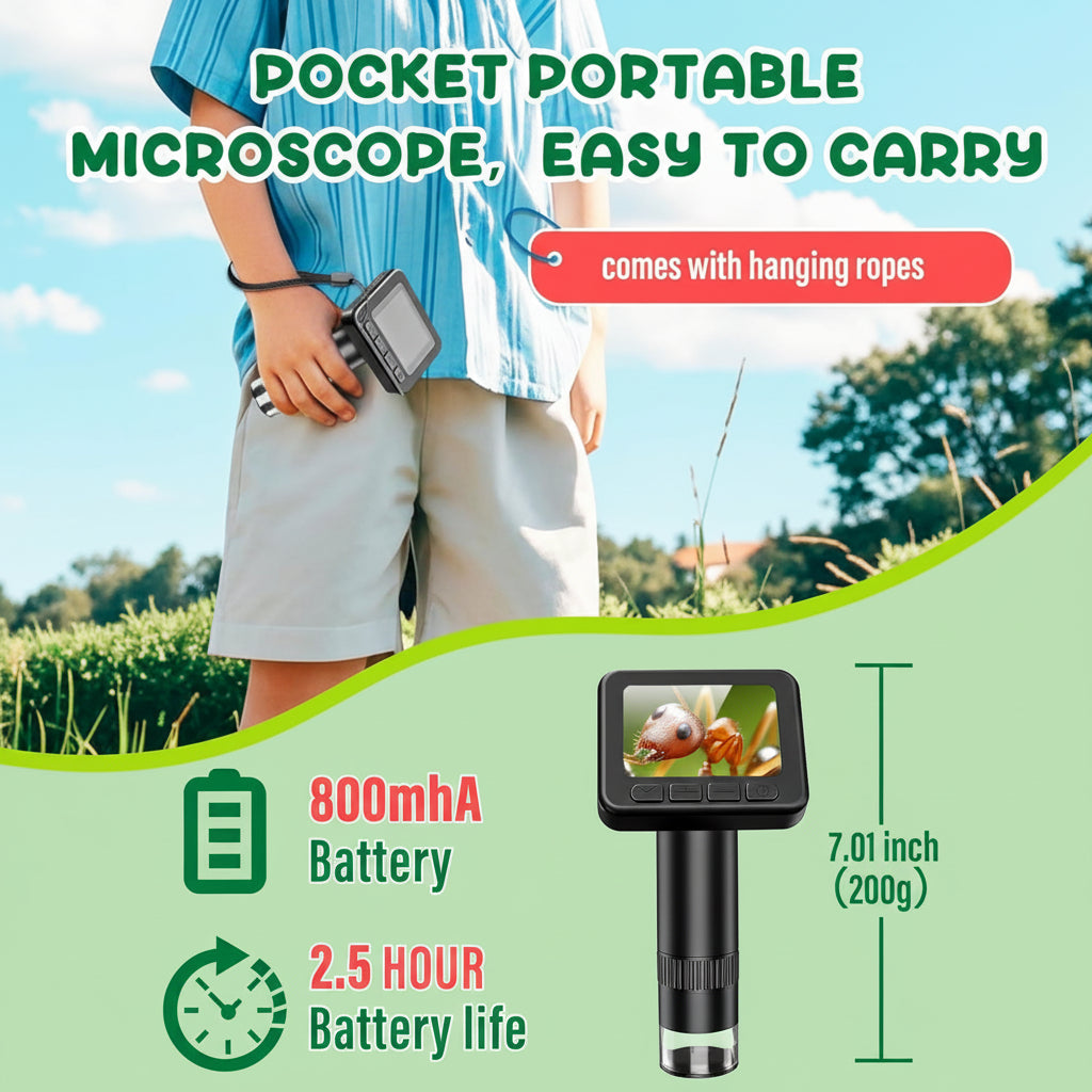 Portable Digital Microscope — 2-Inch HD Display