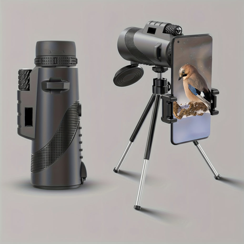 8x42 kompakt monokularkikkert — integrert brakett for telefonadapter