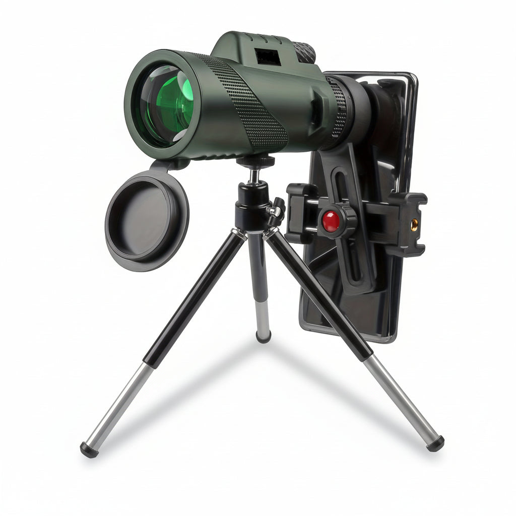 8x42 kompakt monokularkikkert — integrert brakett for telefonadapter