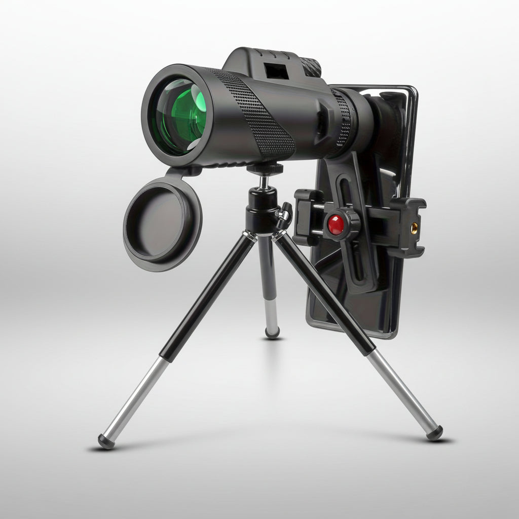 8x42 kompakt monokularkikkert — integrert brakett for telefonadapter