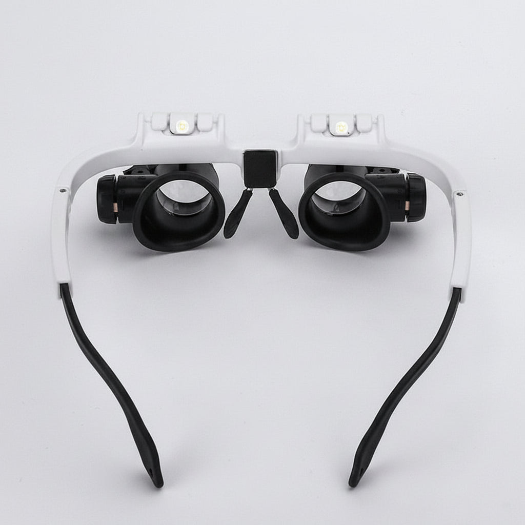 Adjustable Headband LED Magnifying Glass Headset — Snap-On Optical Lenses