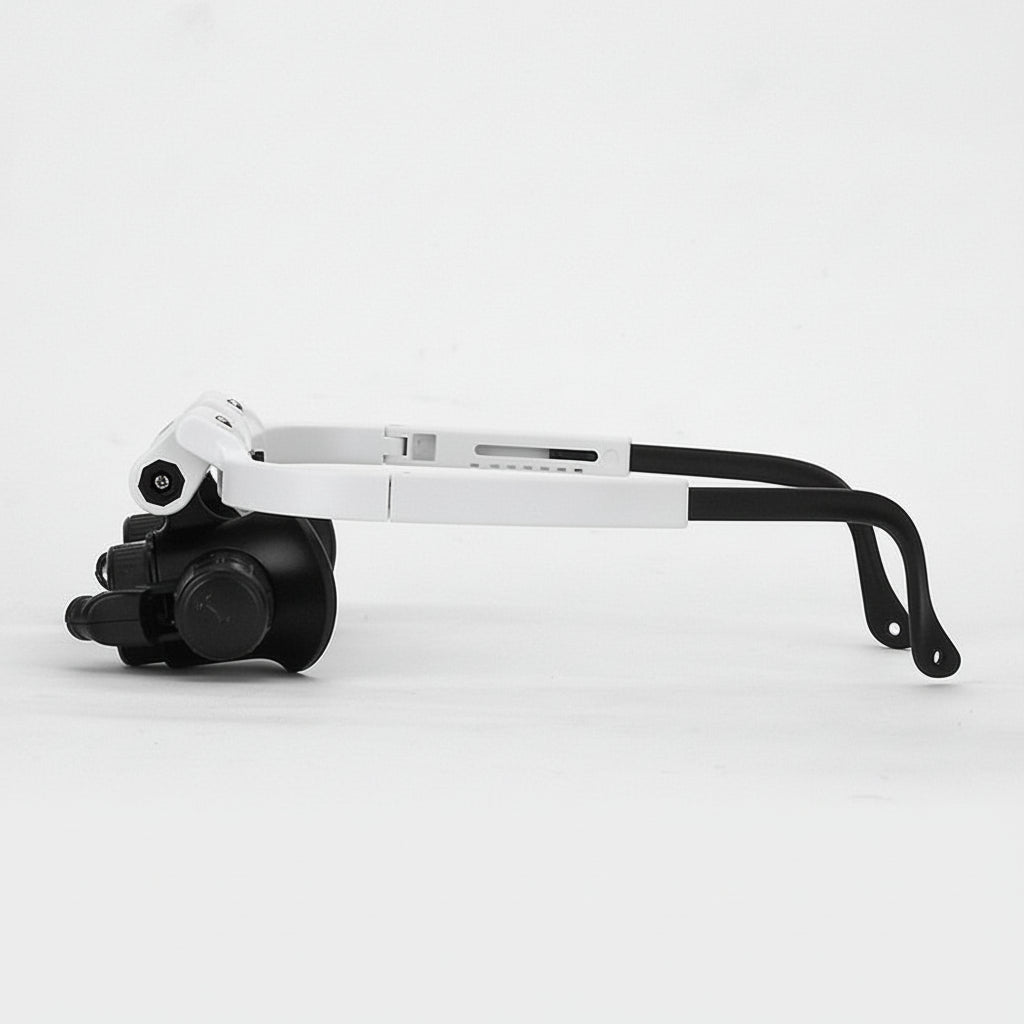 Adjustable Headband LED Magnifying Glass Headset — Snap-On Optical Lenses