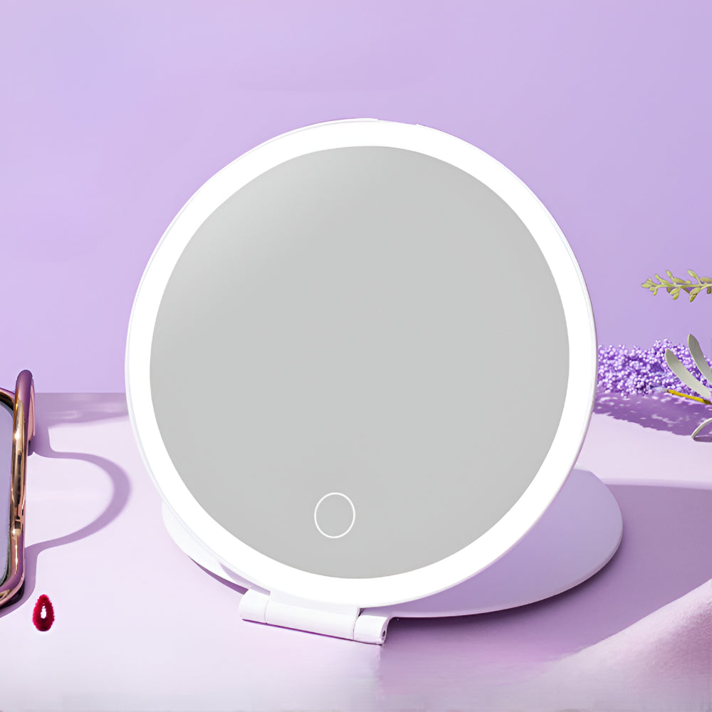 Compact Lighted Folding Travel Makeup Mirror — Under 1 Inch Thick
