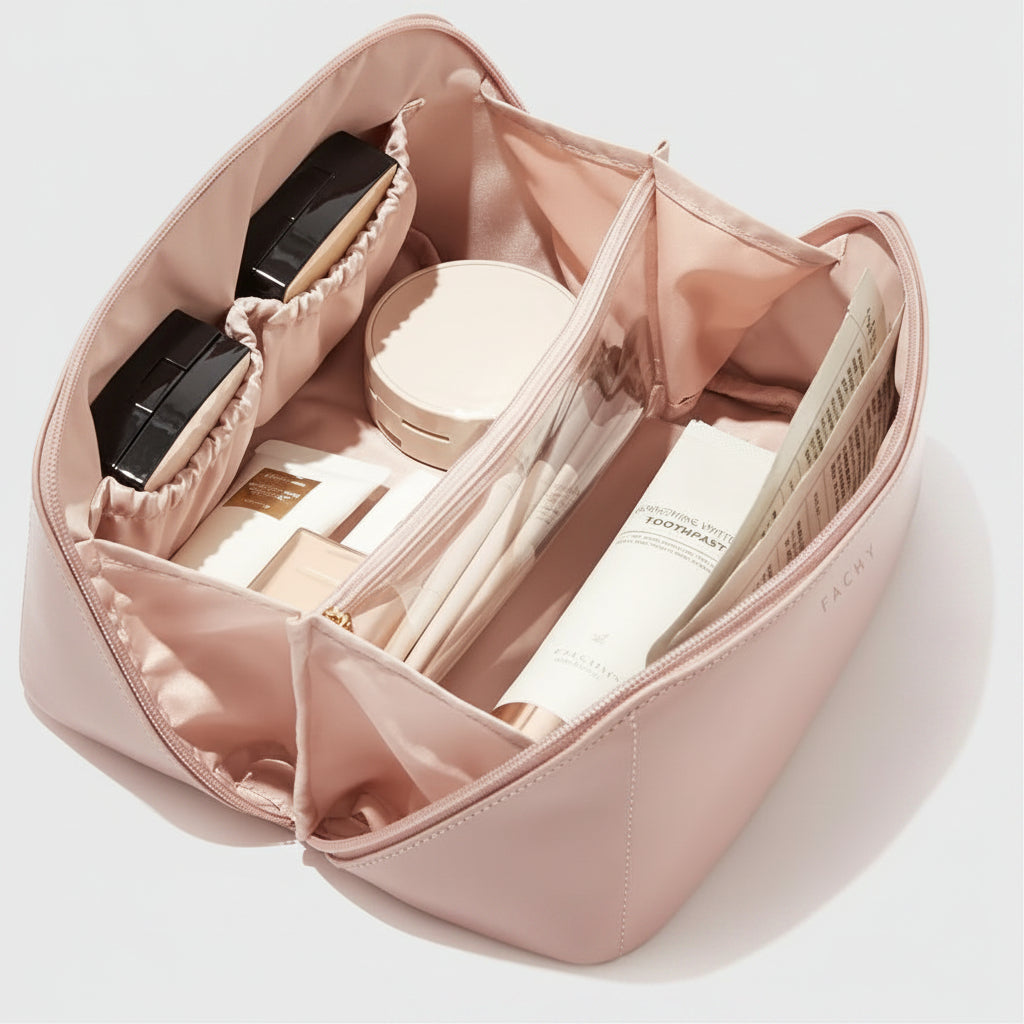 Large Travel Makeup Organizer — 9.3 x 4.1 x 4.3 Inch Expandable Bag