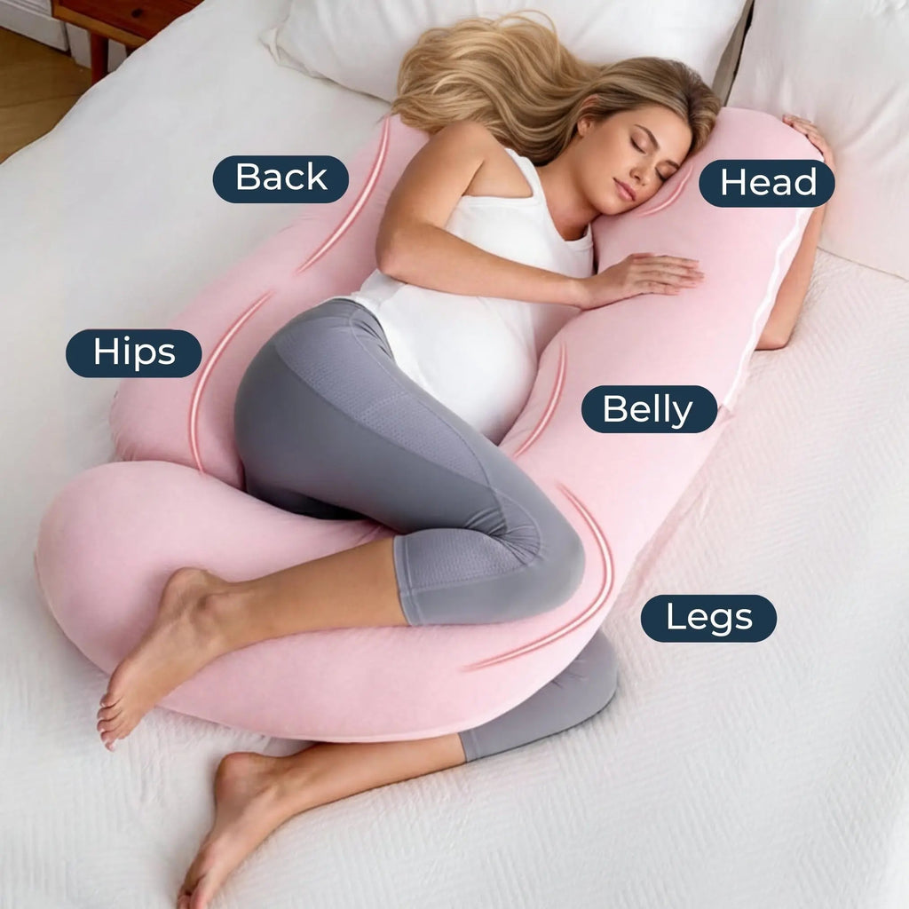 Full Body Support Pillow - Pregnancy & Nursing Comfort - Soft Contoured Design | meowbutter