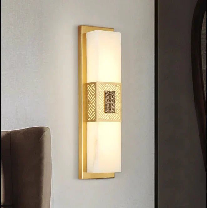 Solenne Marble And Brass Wall Lamp With Warm LED Accent