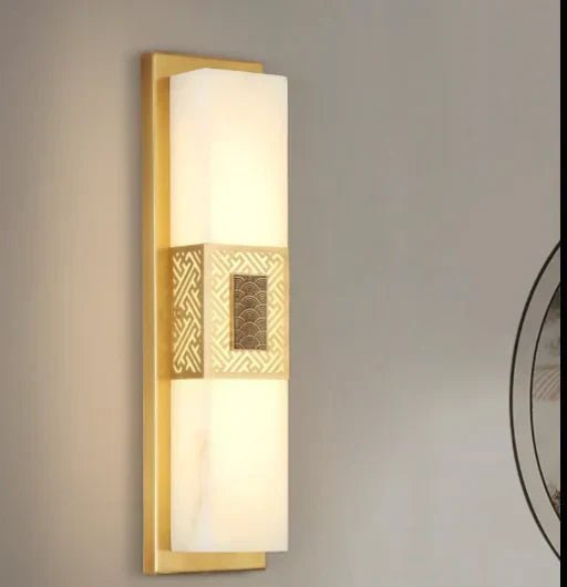 Solenne Marble And Brass Wall Lamp With Warm LED Accent