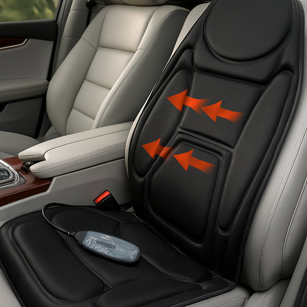 Car Massage Seat Cushion — Heated Multi-Zone Lumbar and Back Support