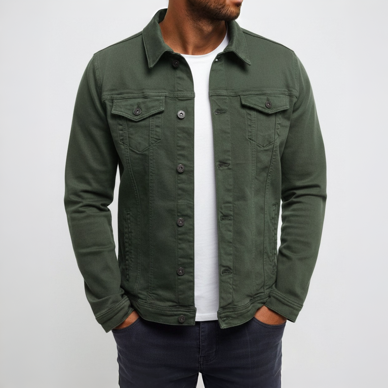 Casaco Casual Masculino com Botões à Frente, Leve | Meowbutter