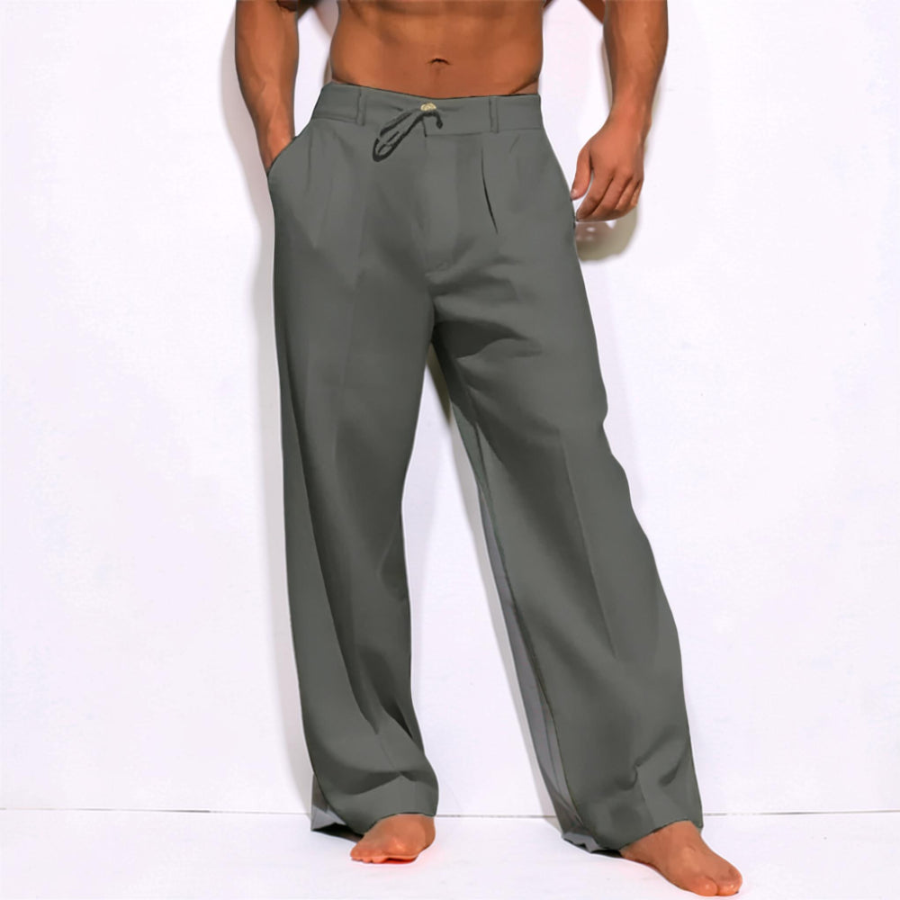 Pantaloni da uomo casual a vestibilità comoda con coulisse e gamba dritta | Meowbutter