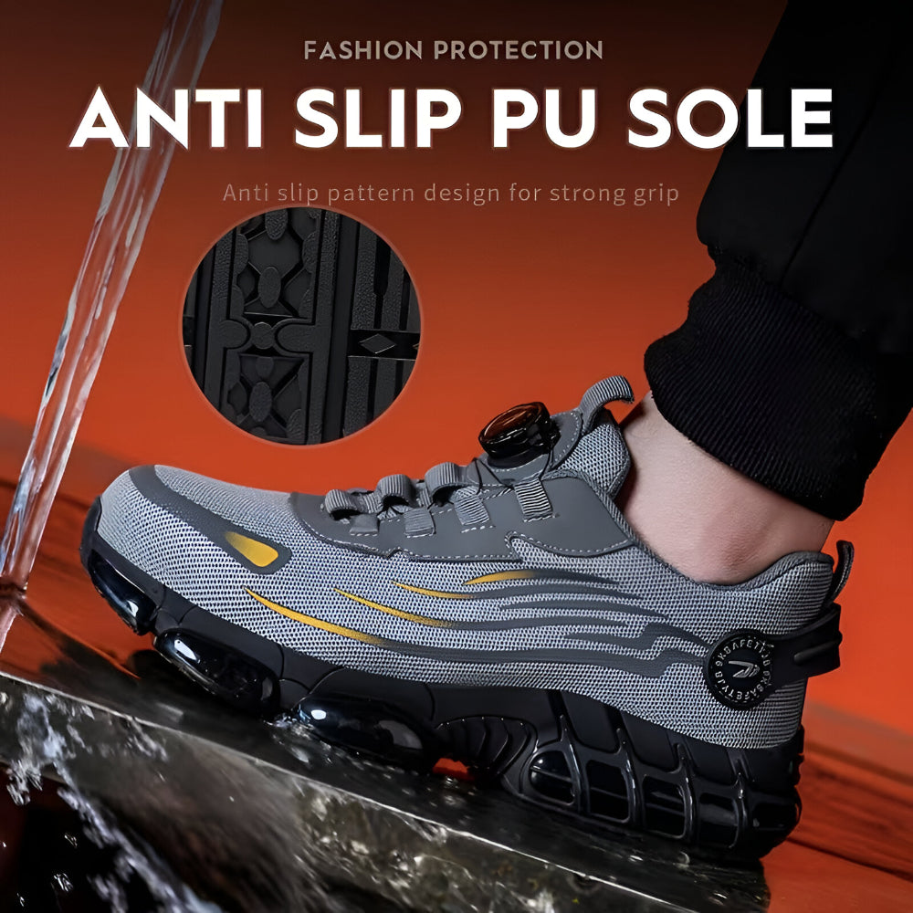 Men's Slip Resistant Work Shoes — Steel Toe Reinforced Cap