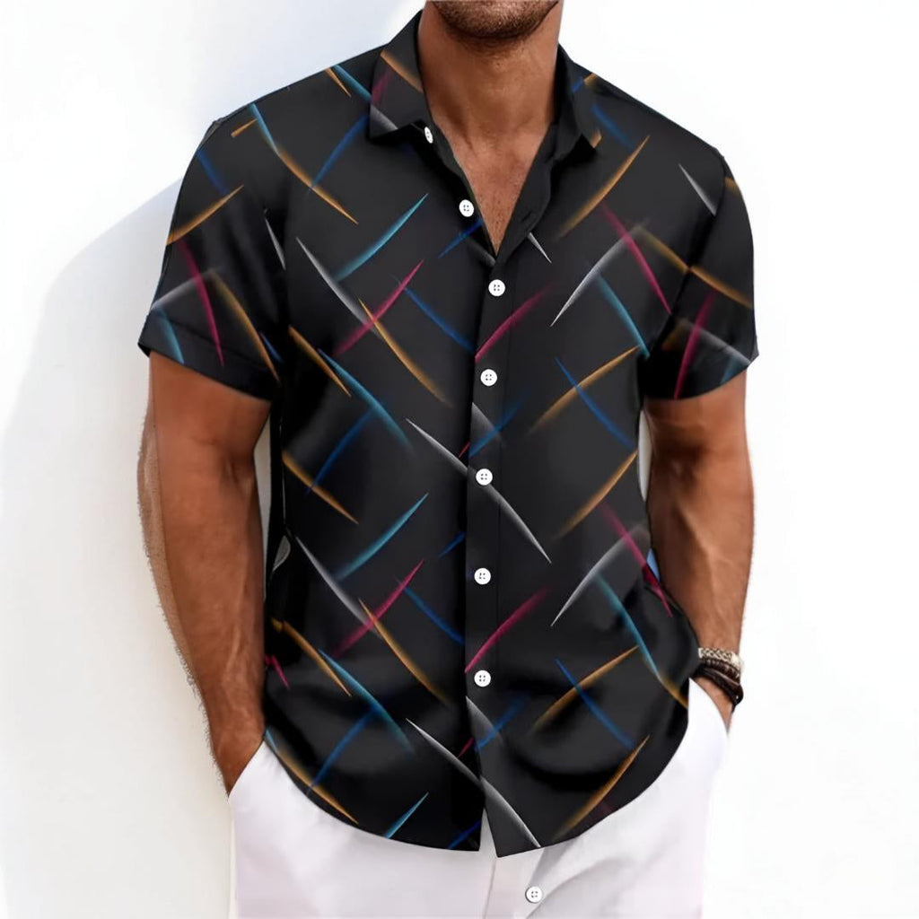 Men's Shirt Short Sleeve Geometric Button Shirt | Meowbutter