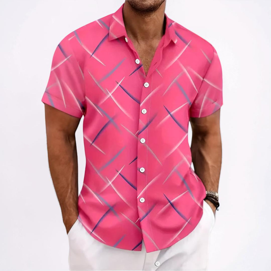 Men's Shirt Short Sleeve Geometric Button Shirt | Meowbutter