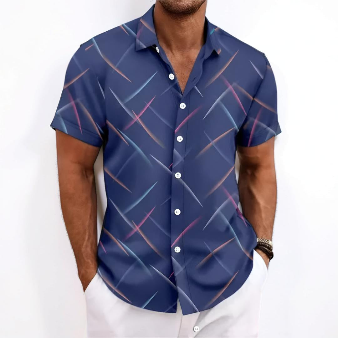 Men's Shirt Short Sleeve Geometric Button Shirt | Meowbutter