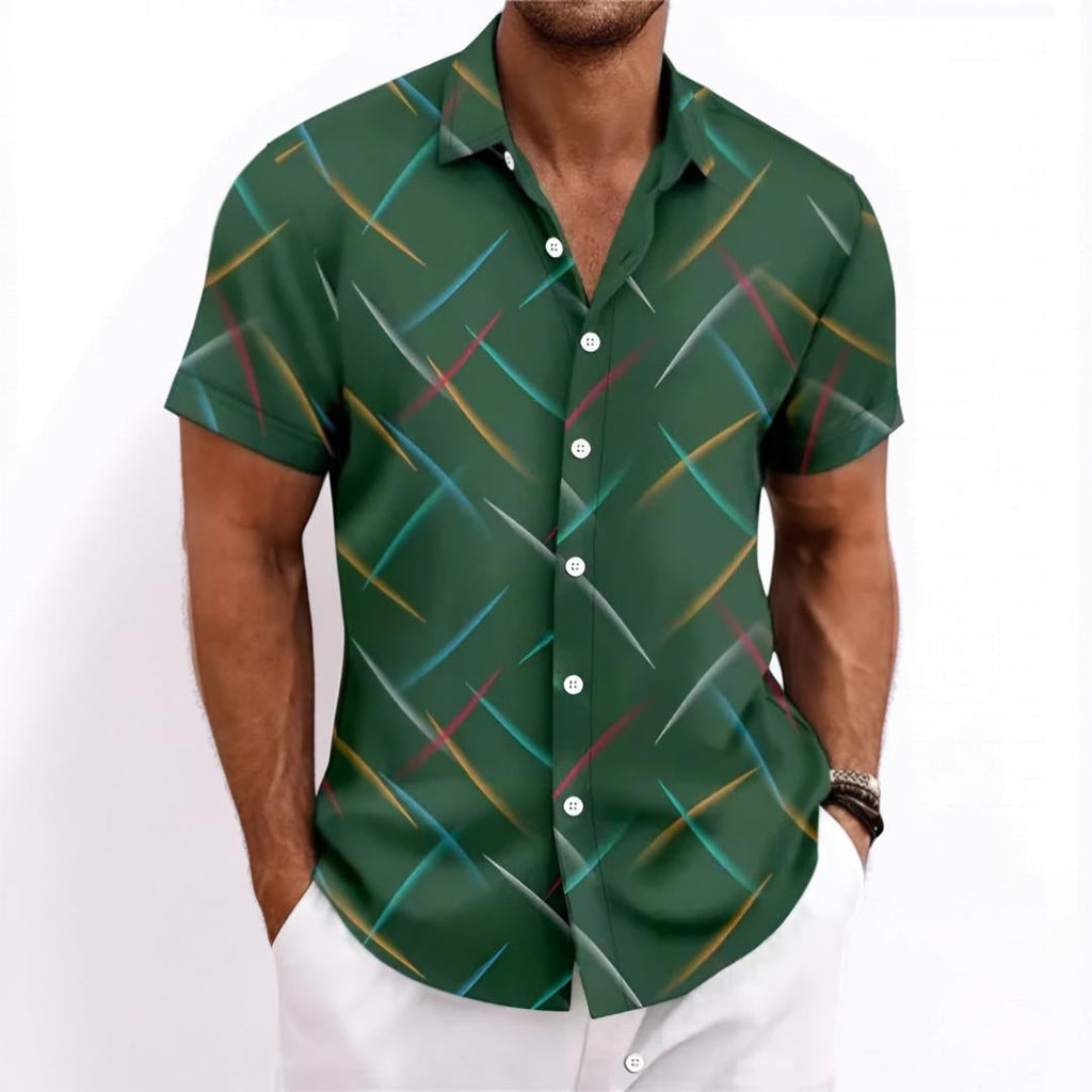 Men's Shirt Short Sleeve Geometric Button Shirt | Meowbutter