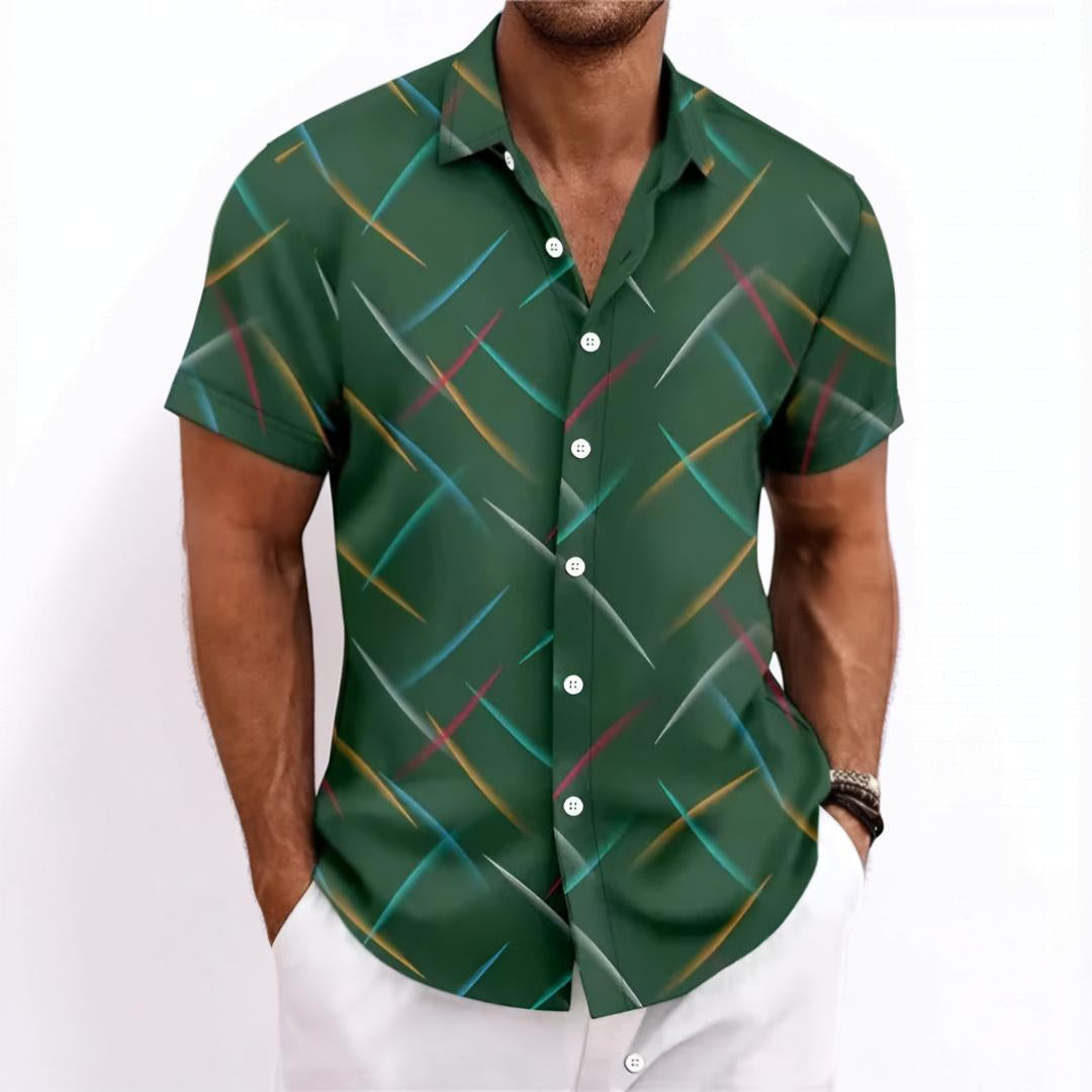 Men's Shirt Short Sleeve Geometric Button Shirt | Meowbutter