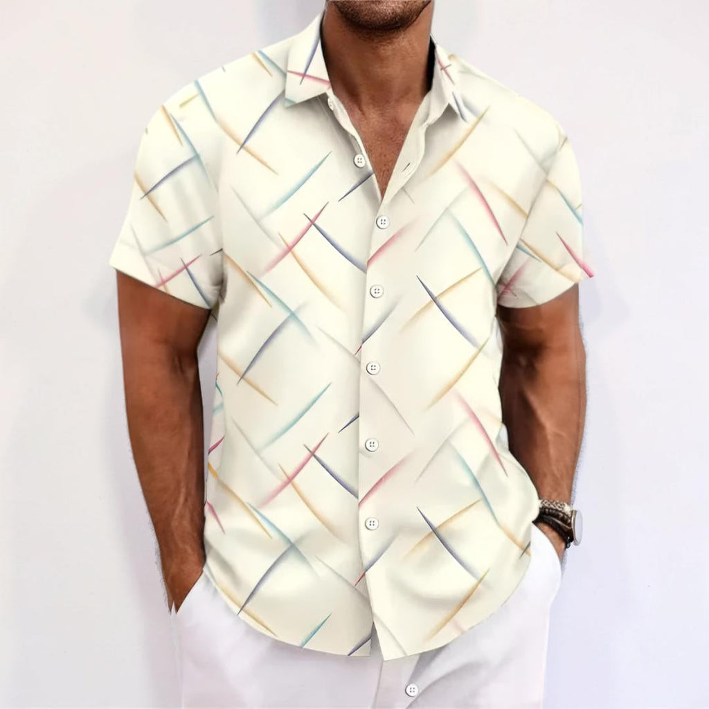 Men's Shirt Short Sleeve Geometric Button Shirt | Meowbutter