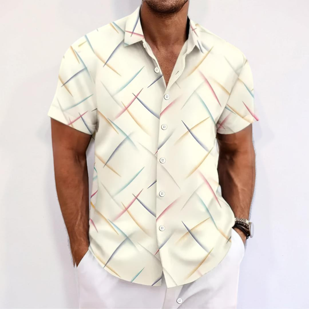 Men's Shirt Short Sleeve Geometric Button Shirt | Meowbutter