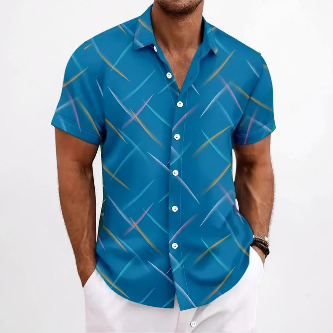 Men's Shirt Short Sleeve Geometric Button Shirt | Meowbutter