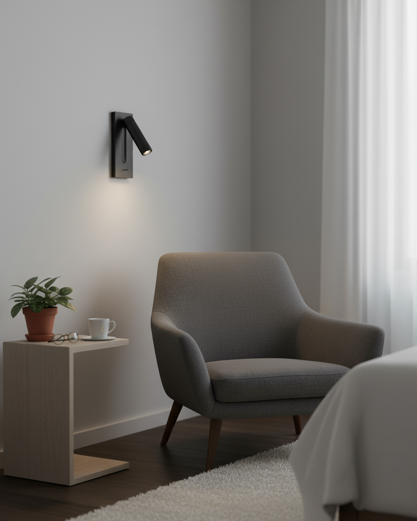Mikro čtvercové nástěnné světlo s černým měděným povrchem a LED osvětlením
