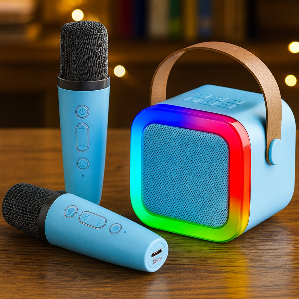 Compact Kids Karaoke Speaker — Bluetooth Audio, Wireless Microphone