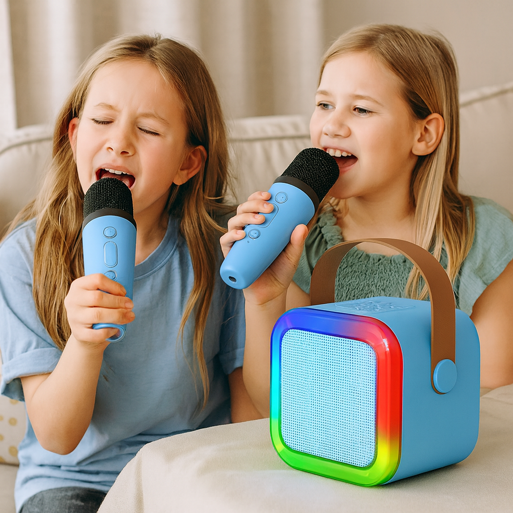 Compact Kids Karaoke Speaker — Bluetooth Audio, Wireless Microphone