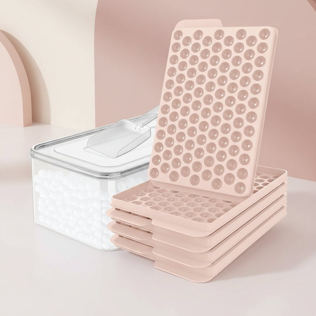 Mini silikonová forma na ledové kuličky – integrované víko