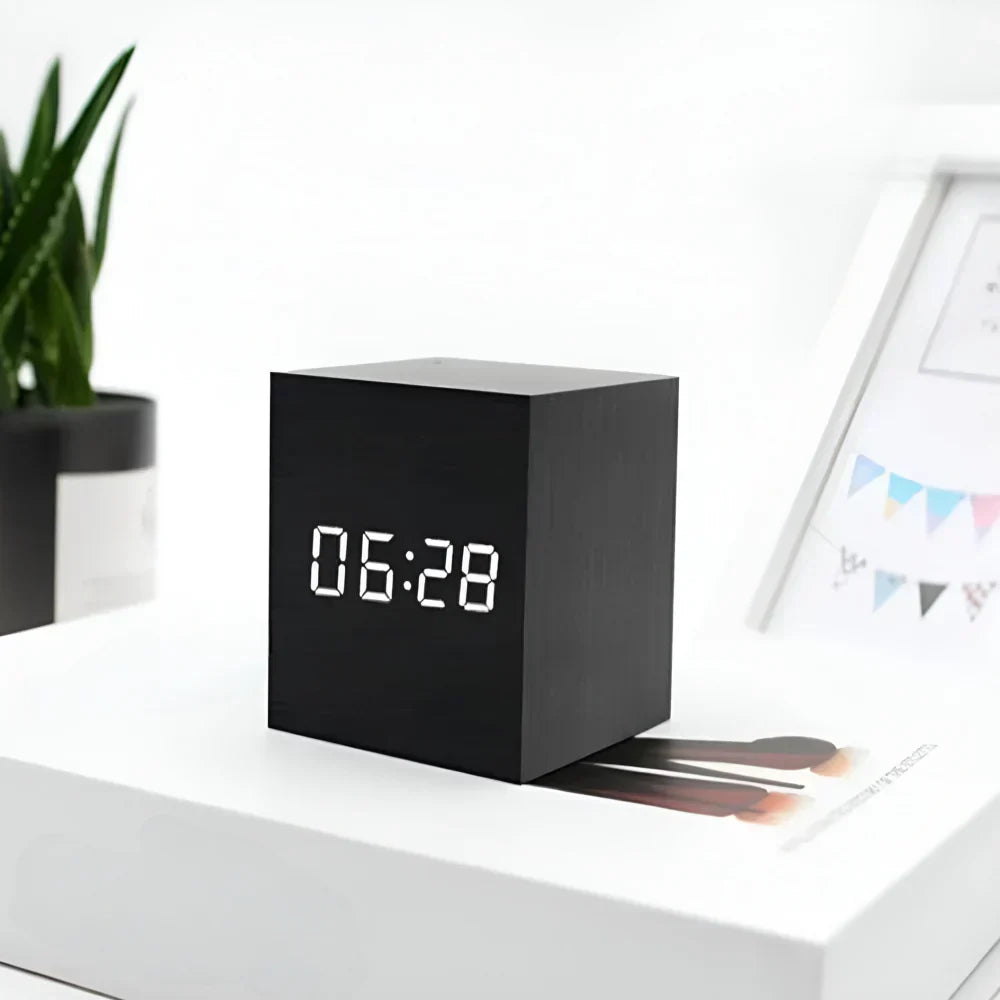 Digital LED Cube Alarm Clock — Time, Date, and Temperature Display
