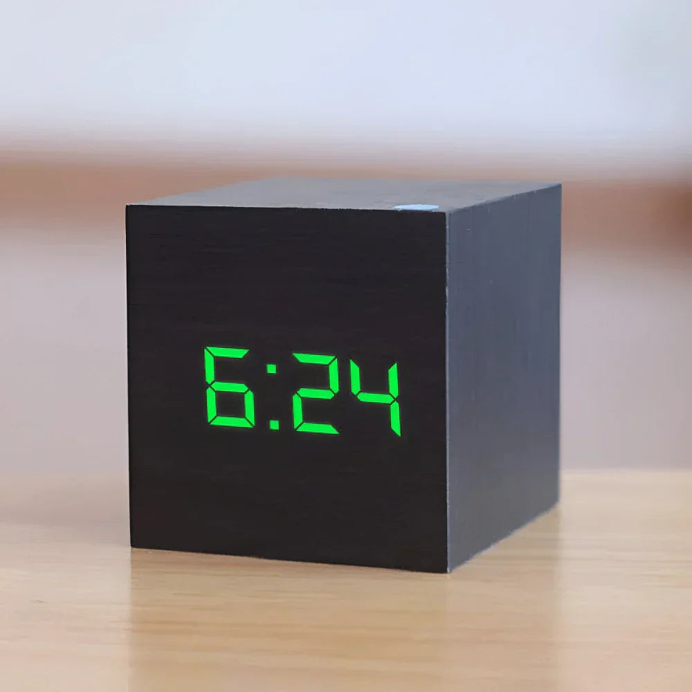 Digital LED Cube Alarm Clock — Time, Date, and Temperature Display