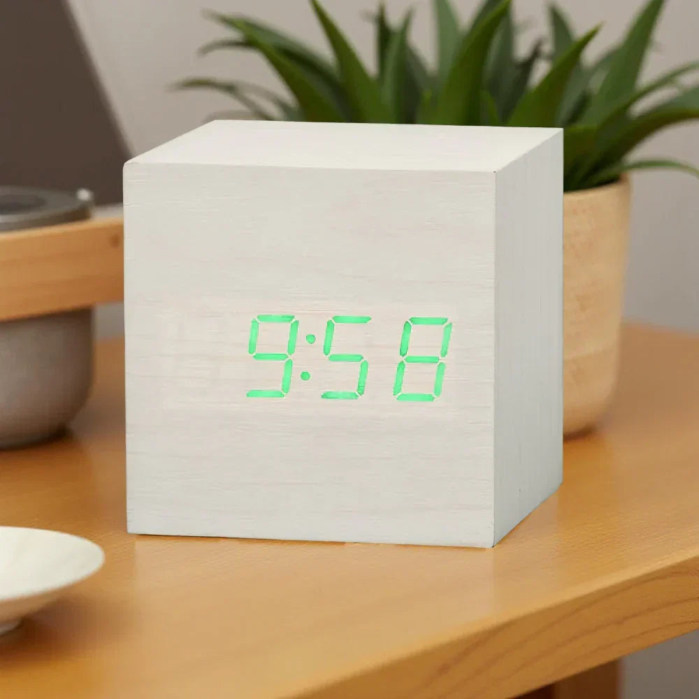 Digital LED Cube Alarm Clock — Time, Date, and Temperature Display