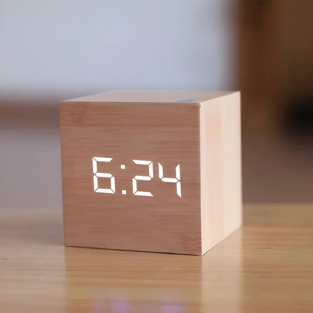 Digital LED Cube Alarm Clock — Time, Date, and Temperature Display