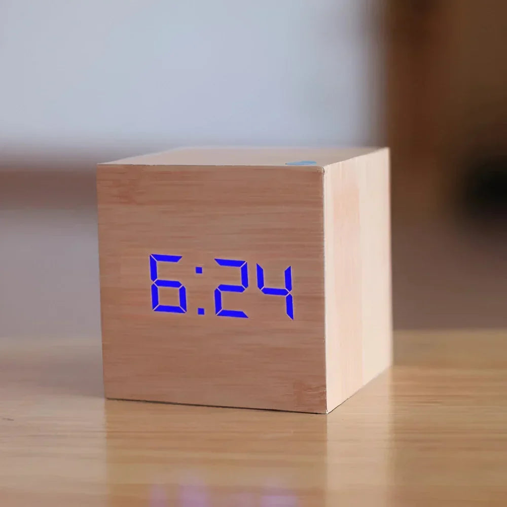 Digital LED Cube Alarm Clock — Time, Date, and Temperature Display