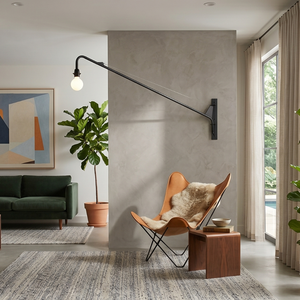 Minimalistické černé kovové nastavitelné LED nástěnné svítidlo pro moderní interiéry
