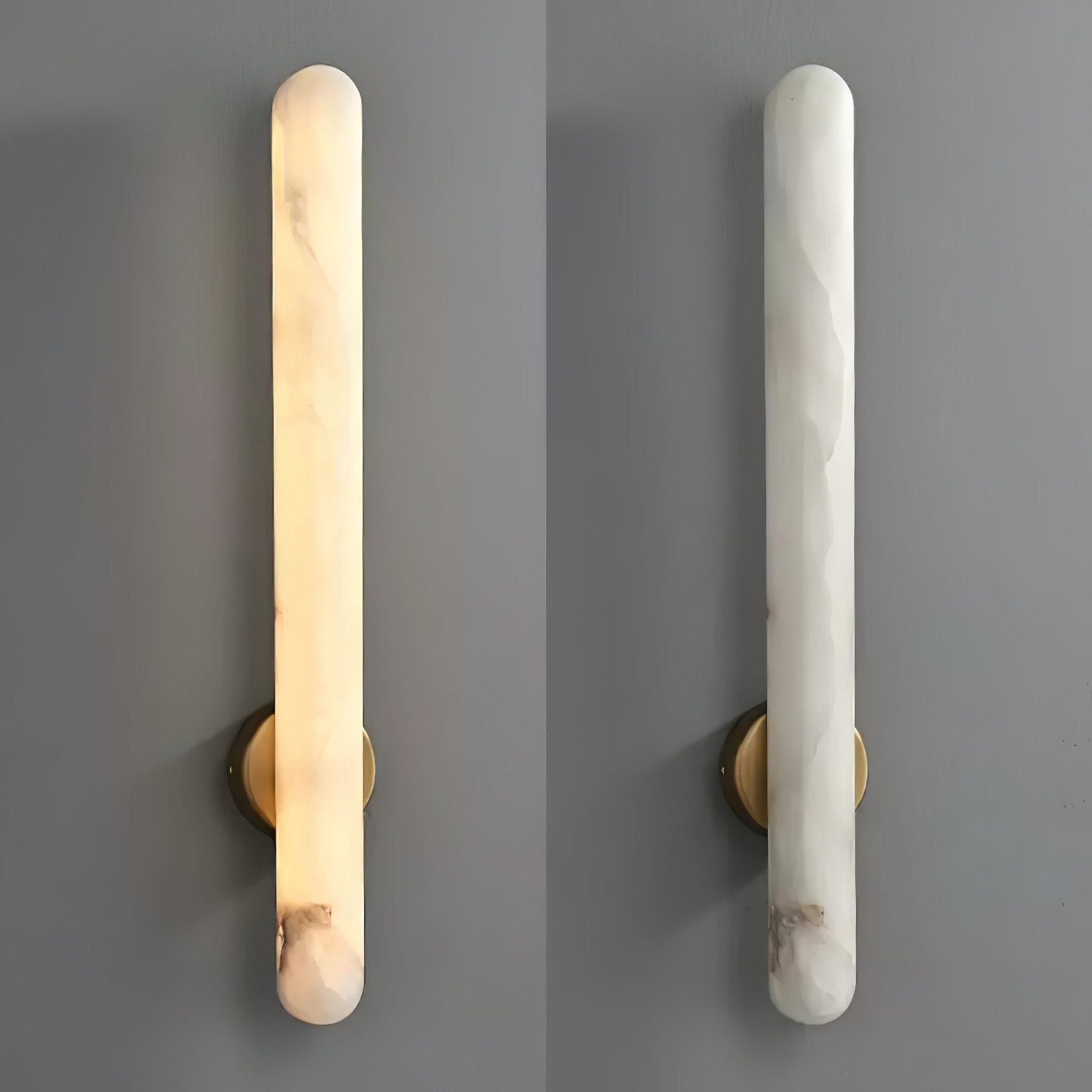 Aplique de pared elegante con LED de alabastro y acabado en latón