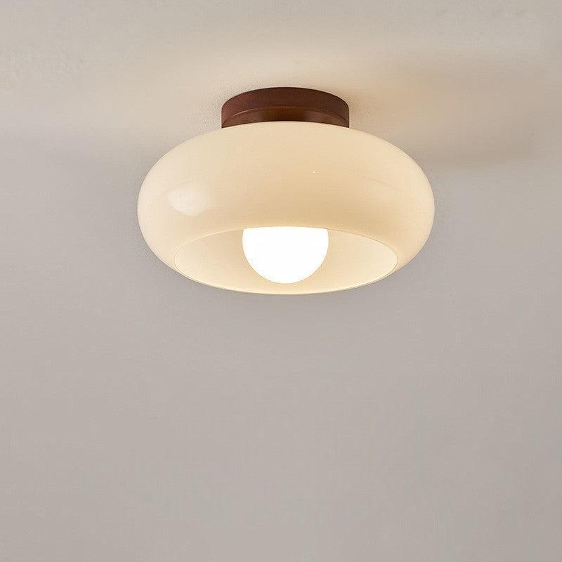 ミニマリストでモダンなデザインのクリームガラス製LED天井照明