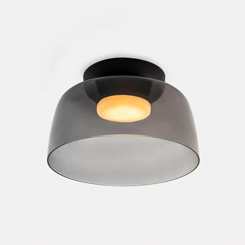 Røget glas loftslampe med integreret LED i minimalistisk stil