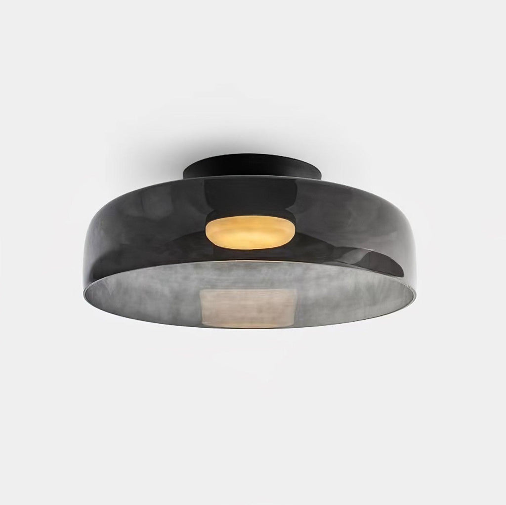 Røget glas loftslampe med integreret LED i minimalistisk stil