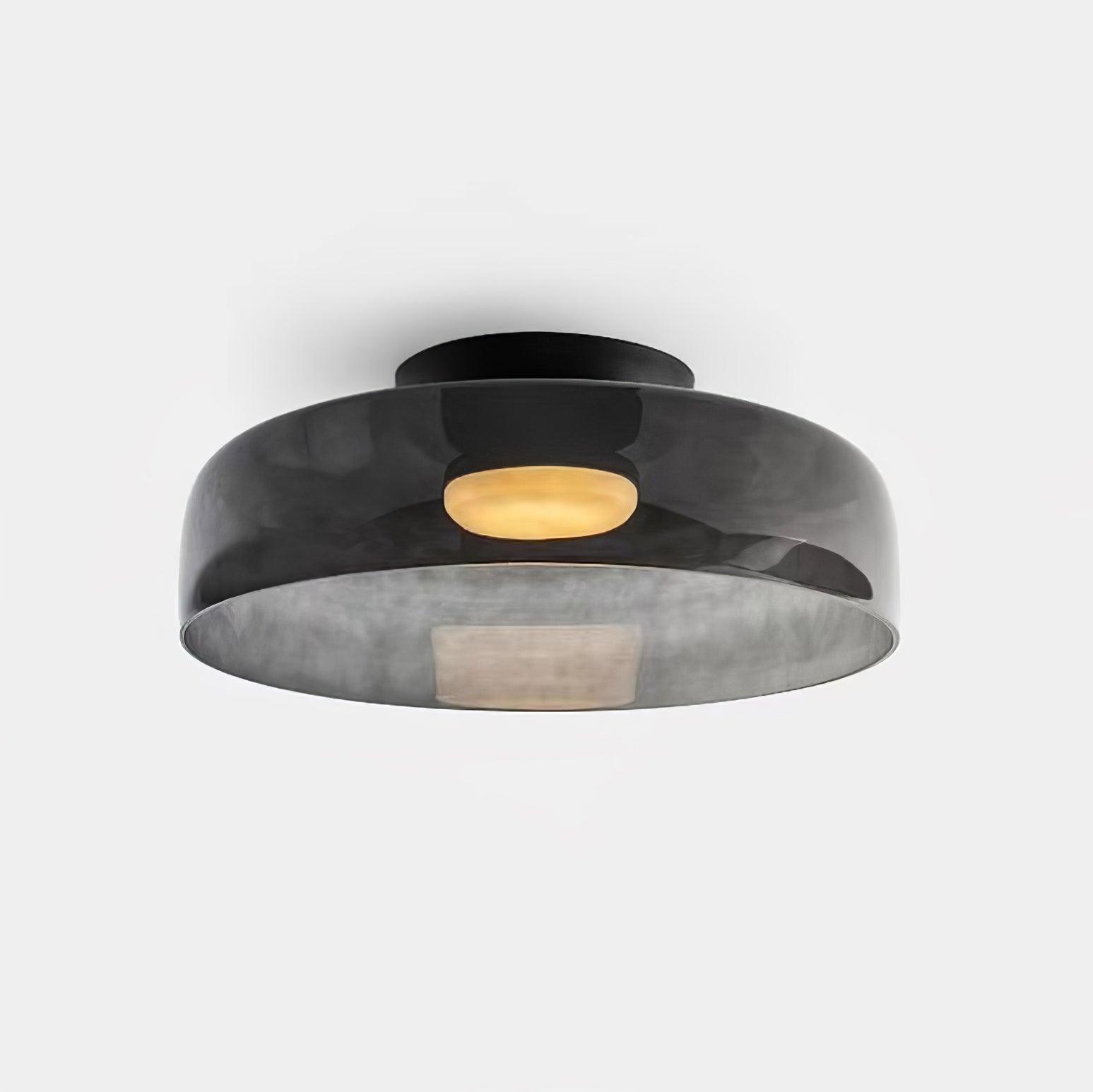 Røget glas loftslampe med integreret LED i minimalistisk stil