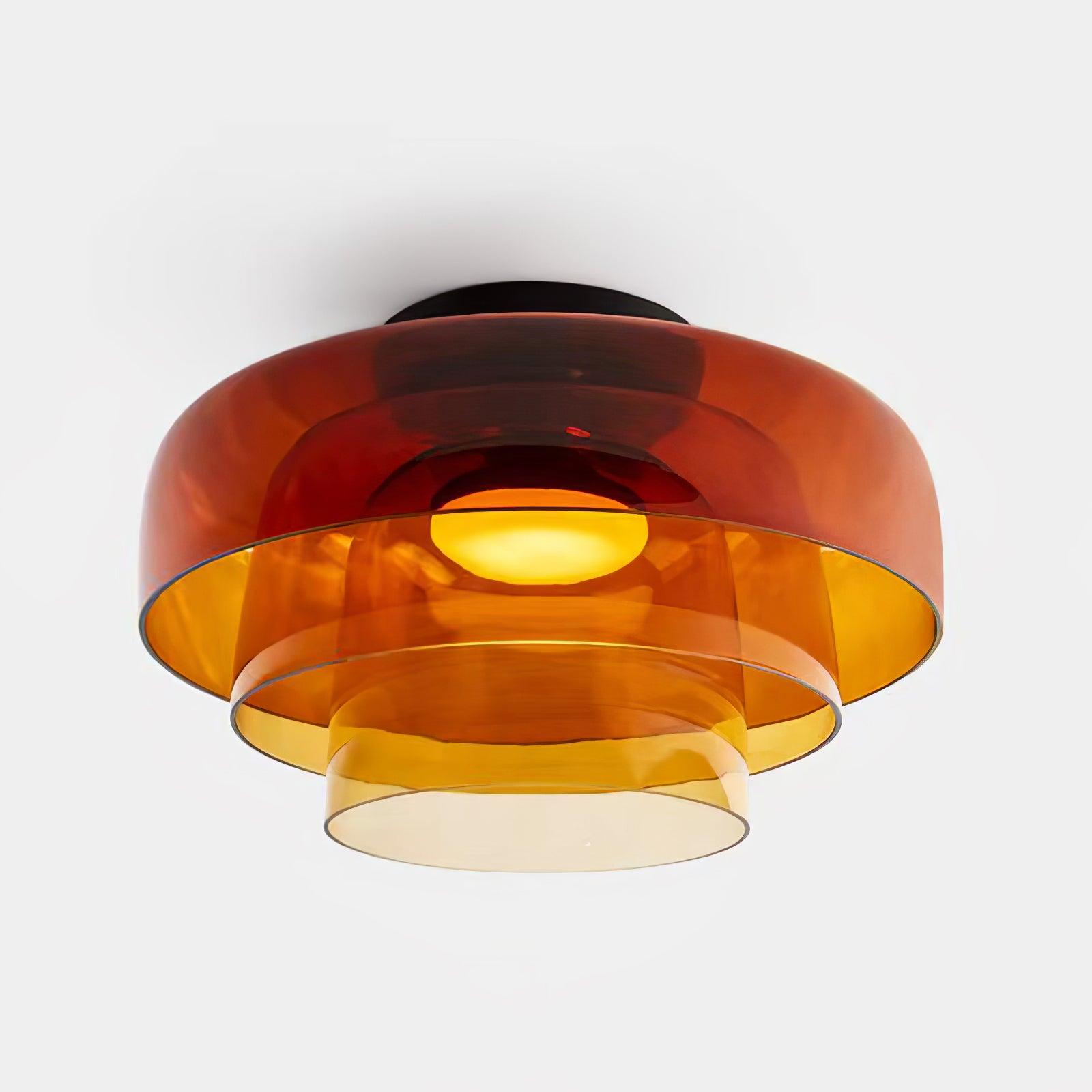 Røget glas loftslampe med integreret LED i minimalistisk stil