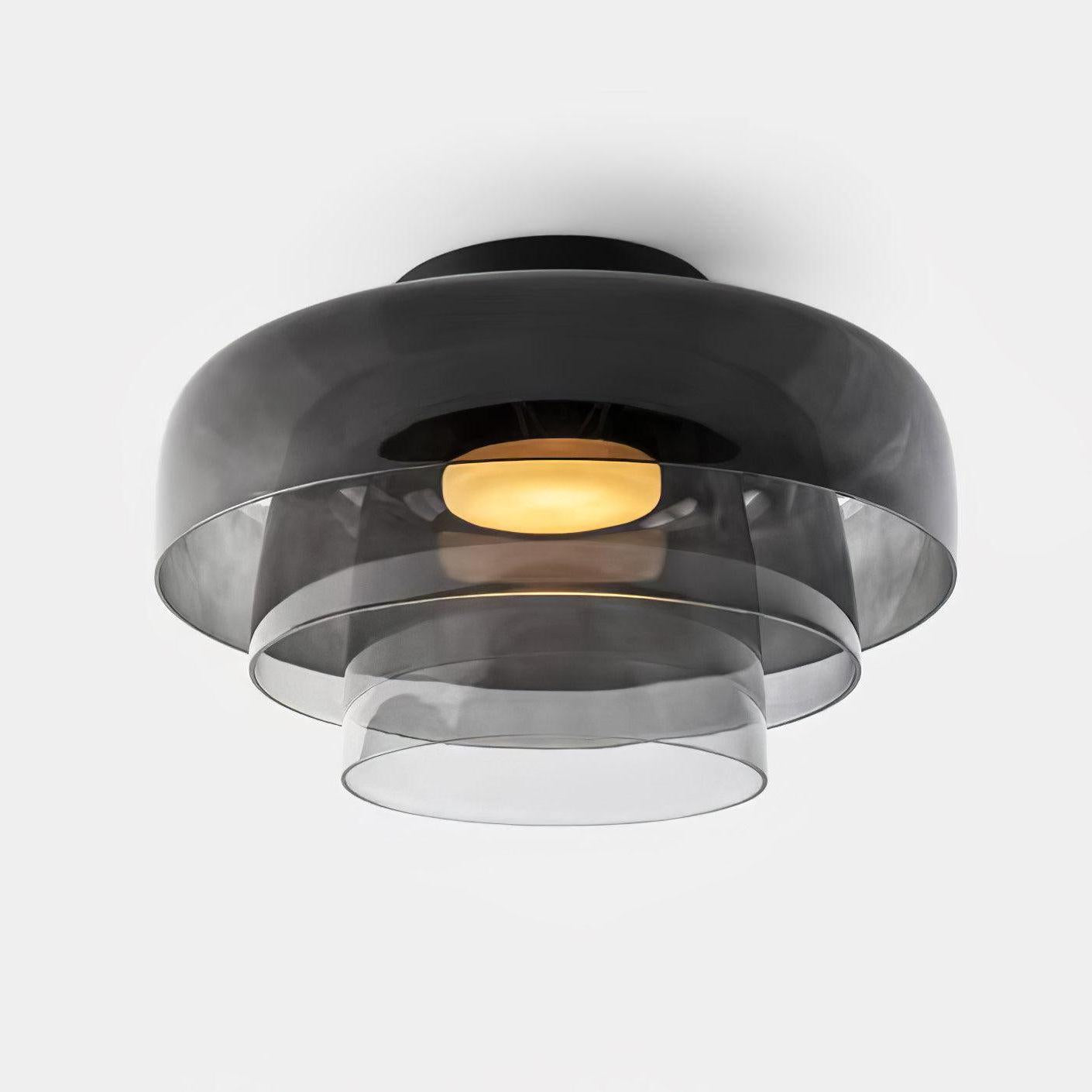 Røget glas loftslampe med integreret LED i minimalistisk stil