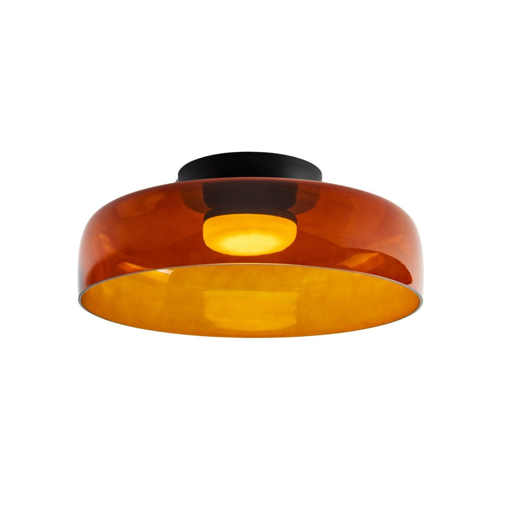 Røget glas loftslampe med integreret LED i minimalistisk stil
