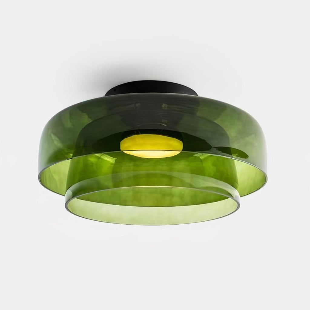 Røget glas loftslampe med integreret LED i minimalistisk stil