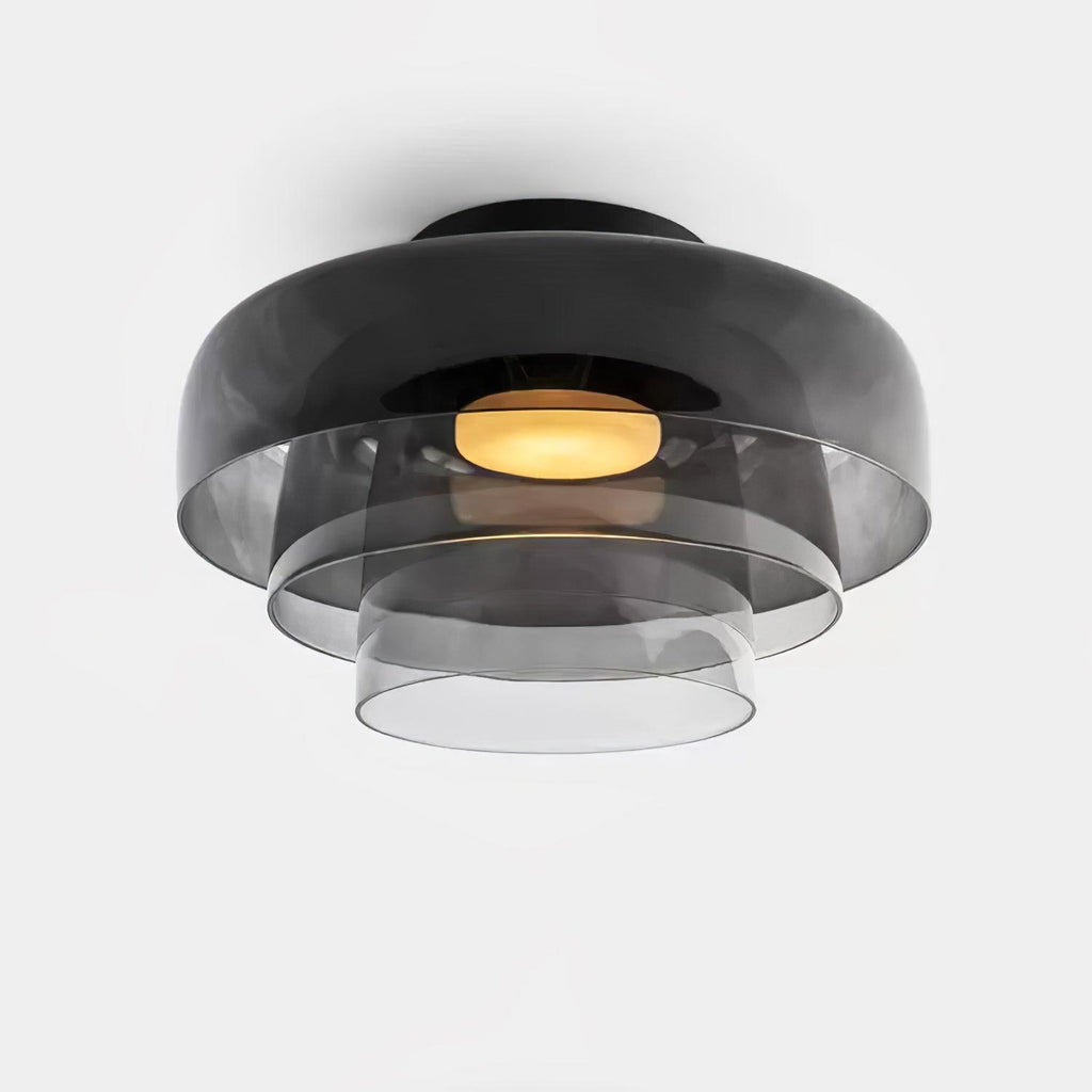Røget glas loftslampe med integreret LED i minimalistisk stil