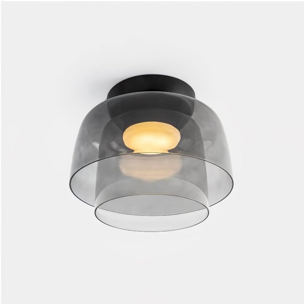Røget glas loftslampe med integreret LED i minimalistisk stil