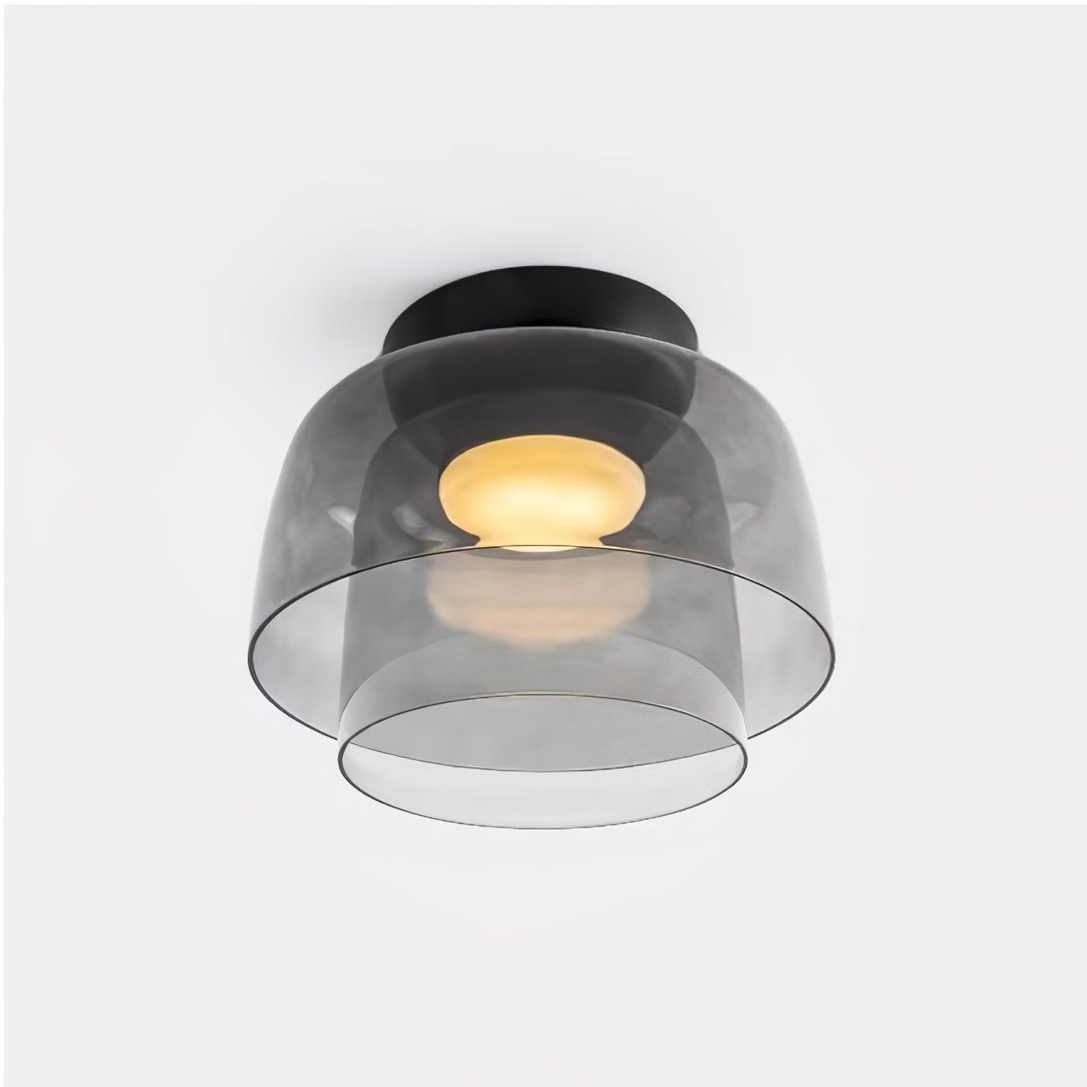 Røget glas loftslampe med integreret LED i minimalistisk stil